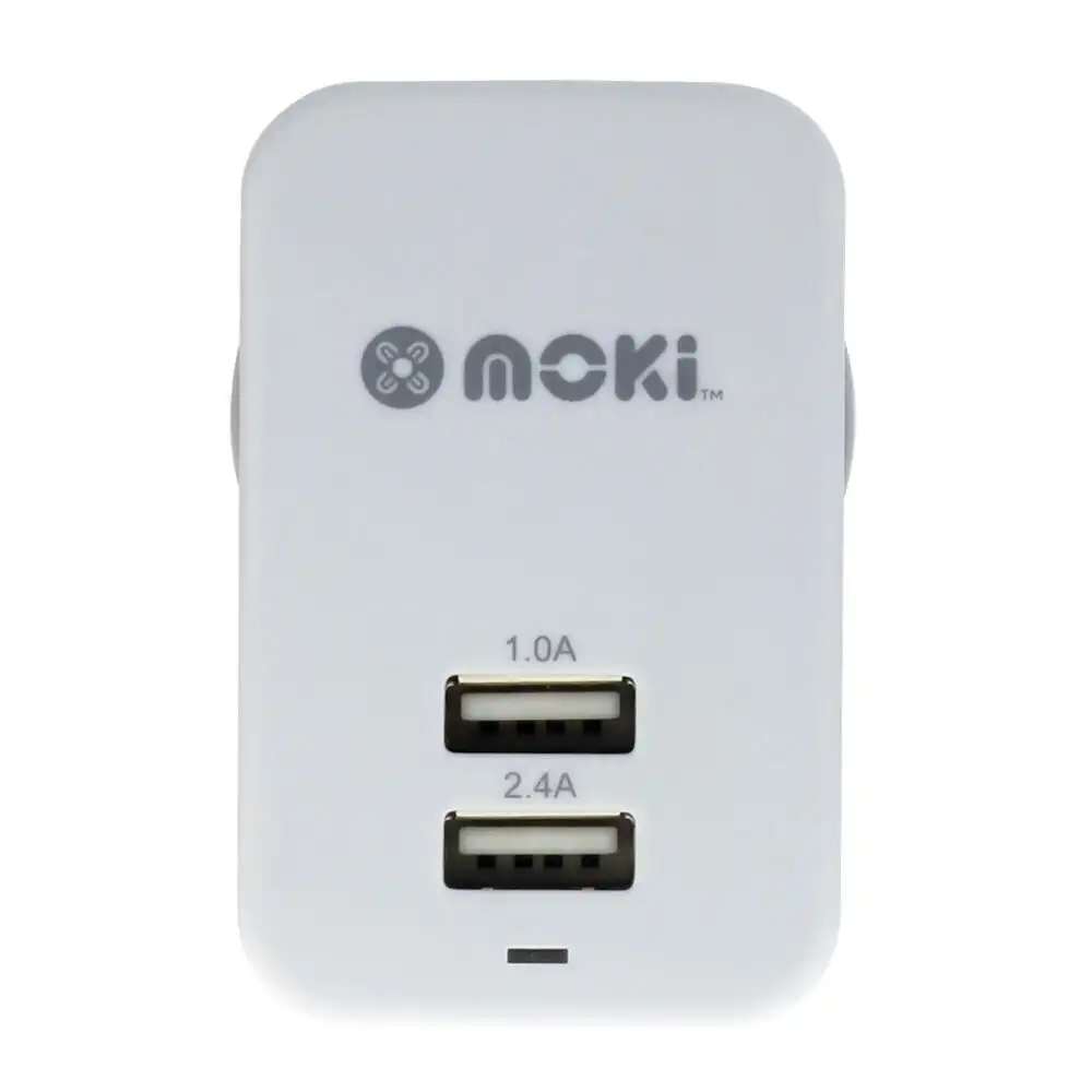 Moki Dual USB Wall Mobile Charger Universal Adaptor Power Plug Travel Adapter WH