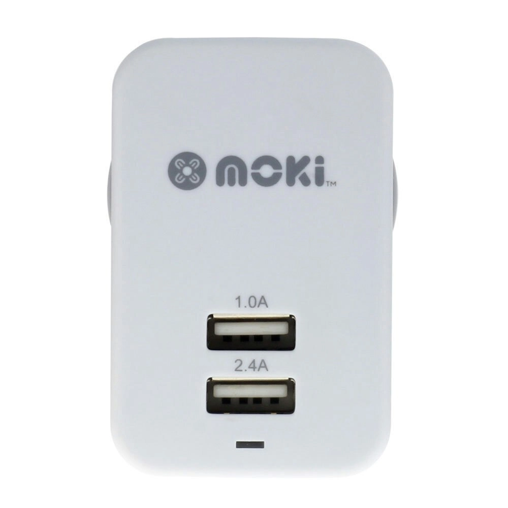 Moki Dual USB Wall Mobile Charger Universal Adaptor Power Plug Travel Adapter WH