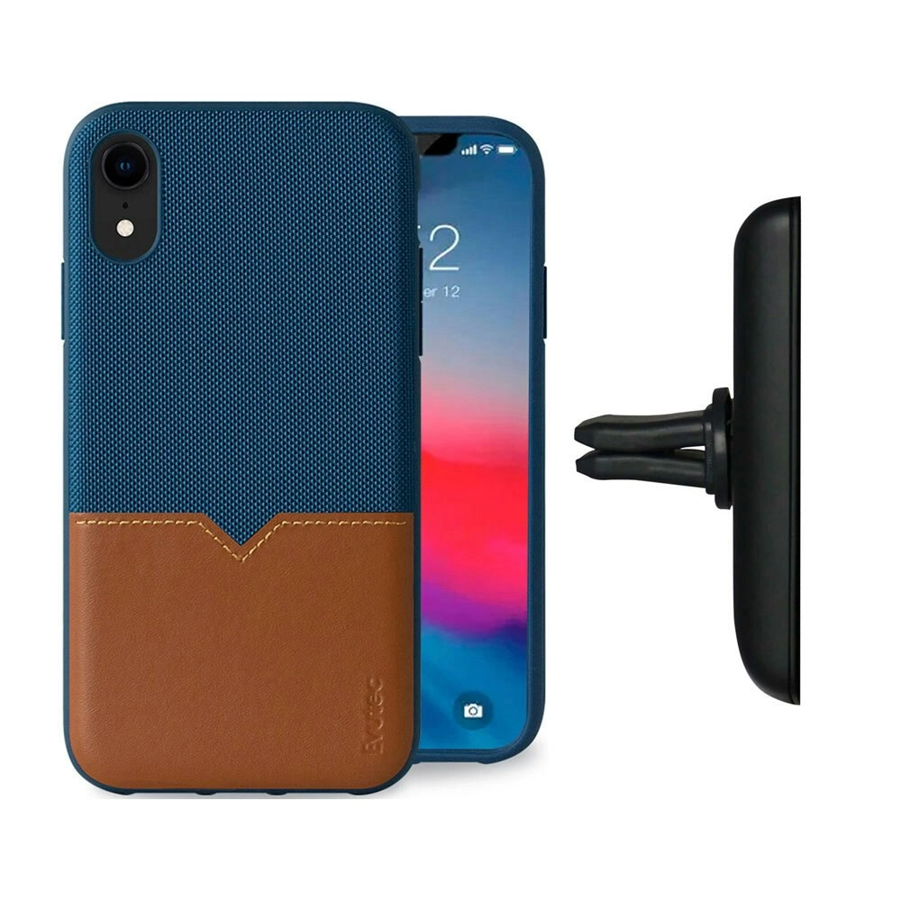 Evutec Case Cover AFIX+ Magnetic w/ Car Mount for Apple iPhone XR Blue/Saddle