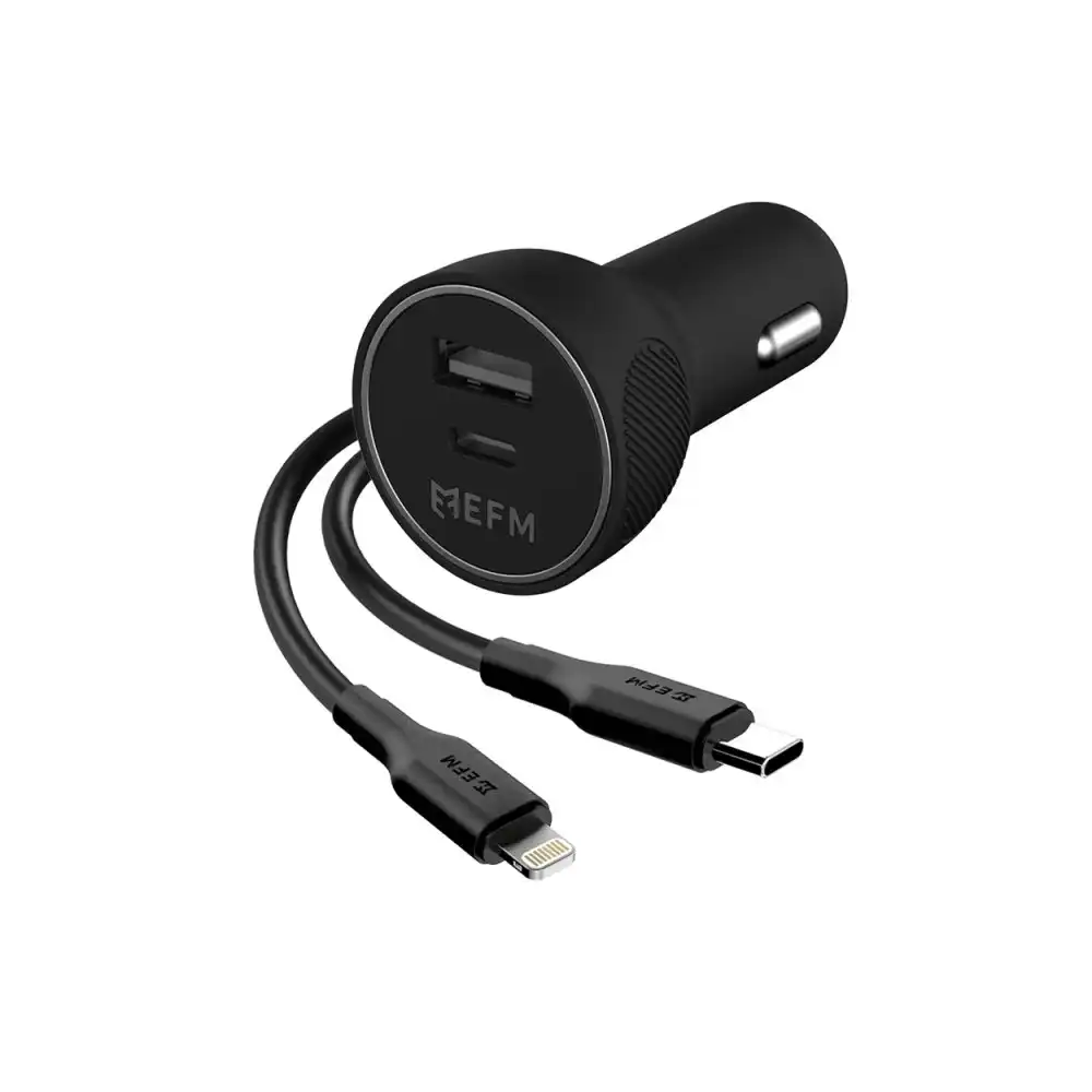 EFM 39W Dual Output Fast Car Charger Type-C to Lightning Cable MFI-Certified