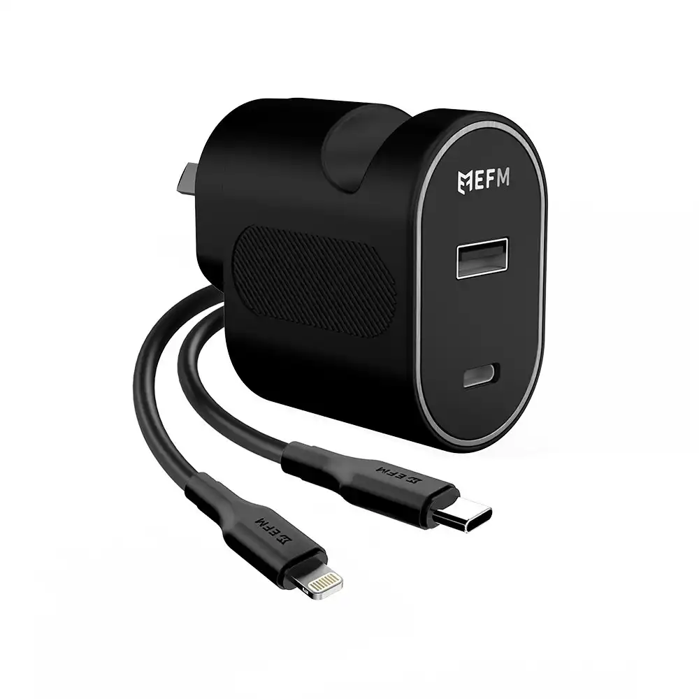 EFM 30W Dual Port Wall Charger With 1M USB-C to Lightning MFI-Certified Cable