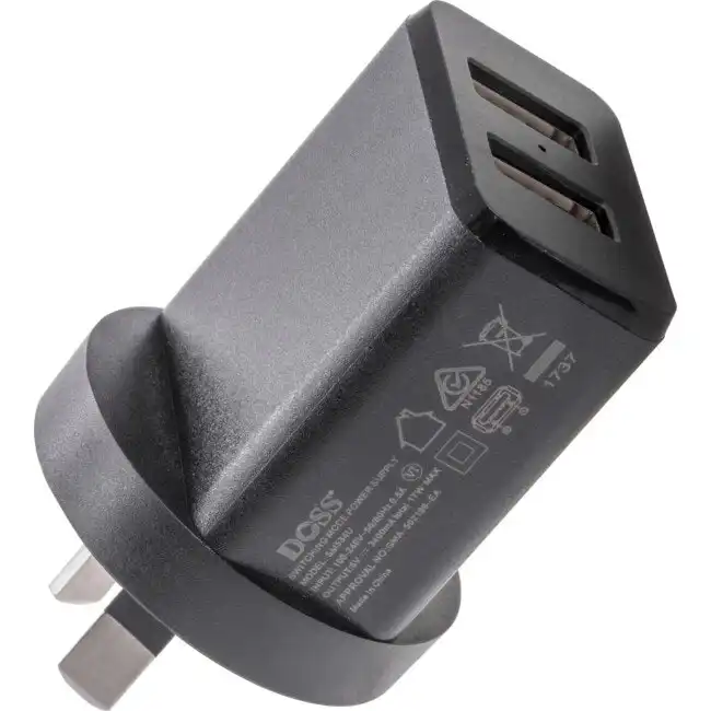 Doss Universal 5V DC 3.4A Dual Ports USB Wall Charger Adaptor Power Supply Black