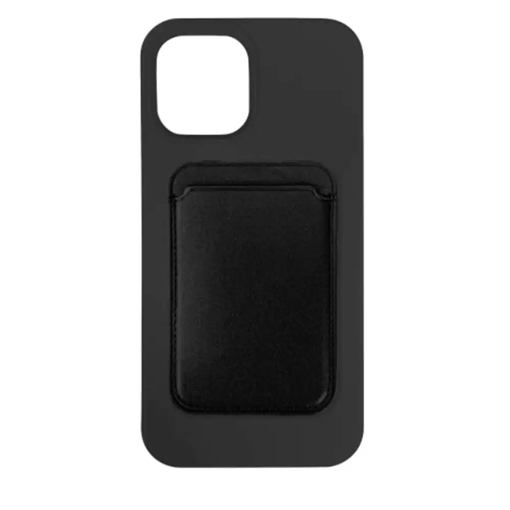 Cleanskin Silicone Case Cover Protect w/Magnetic Card Holder for iPhone 13 Black