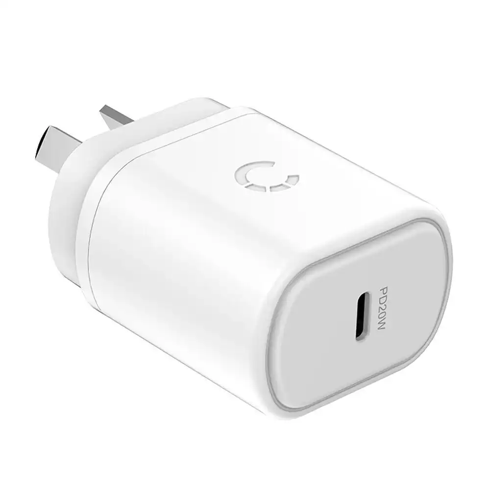 Cygnett PowerPlus 20W USB-C PD Wall Charger/Adaptor 1m f/ Phone/Tablets White