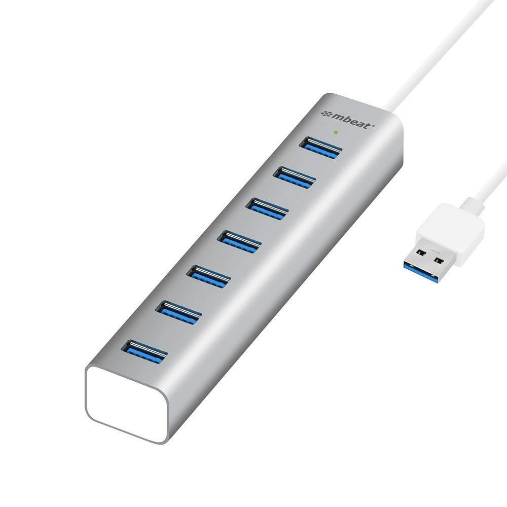 7-Port USB 3.0 Hub Aluminium Slim w/ Power for PC Mac Laptop Charge Data Sync