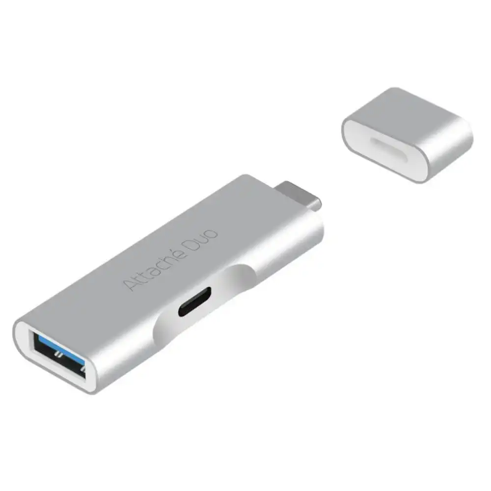 Attaché Dual Port Male USB-C Adaptor to Female USB 3.1 for MacBook Chromebook