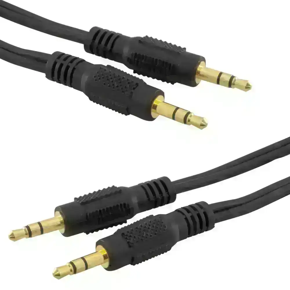 2PK PRO.2 10m Stereo AUX Extension Cable/Lead 3.5mm M to Male Plug/Auxiliary