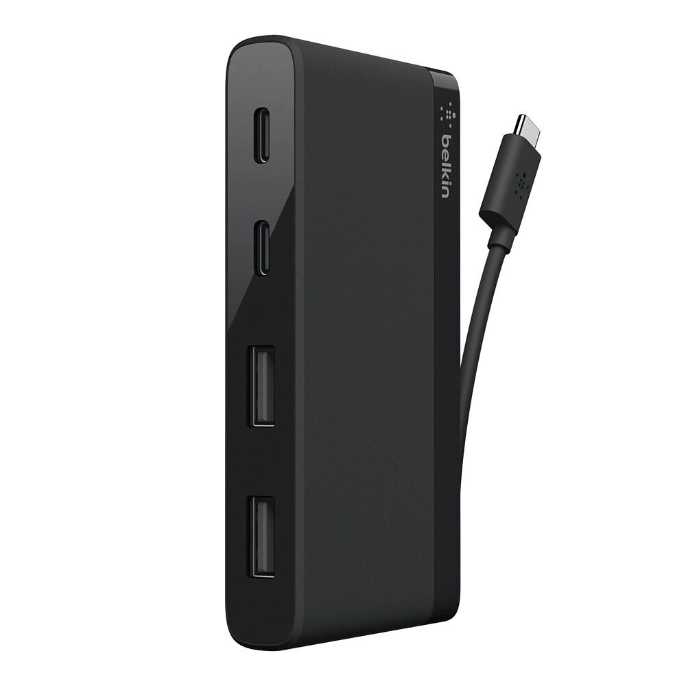 Belkin 5Gbps USB-C To 2x USB C & 2x USB-A Ports Mini Hub f/Laptops/Macbook Black