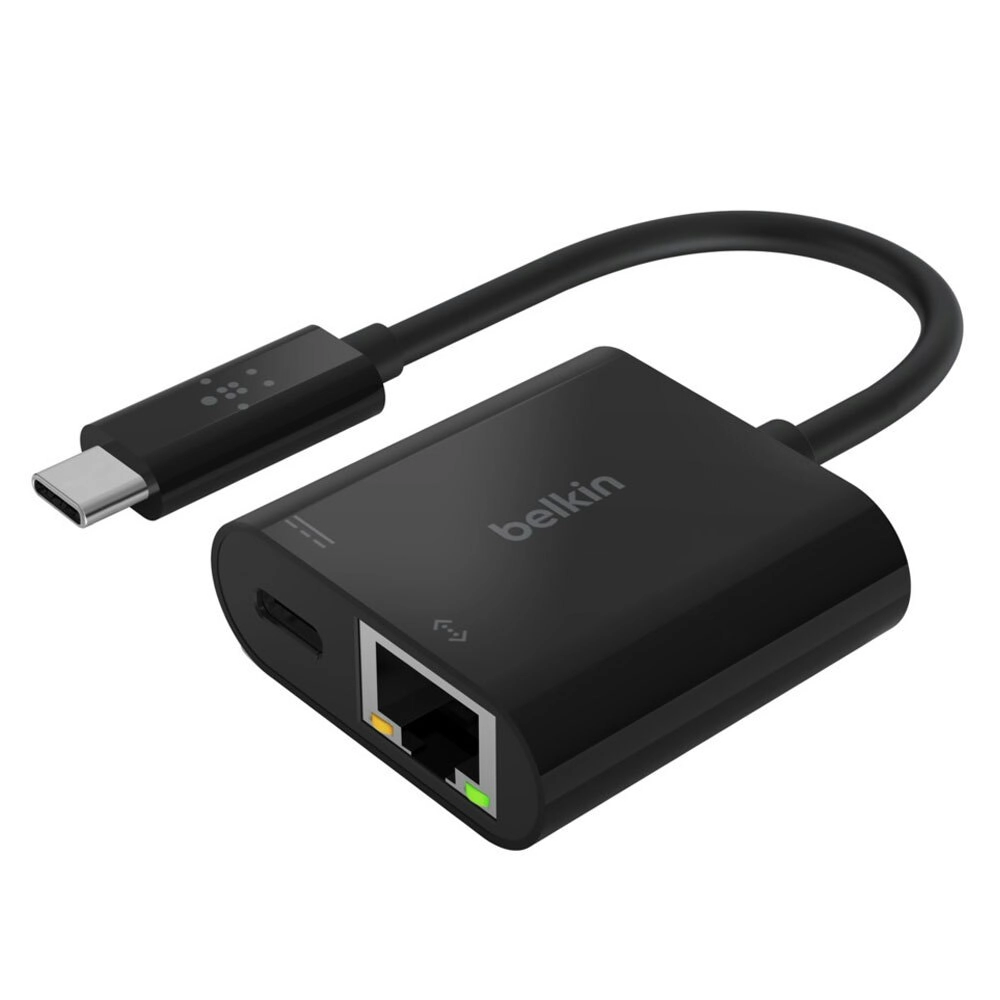 Belkin USB-C to Ethernet & Charge Port/Hub LAN Network Adapter Connector Black