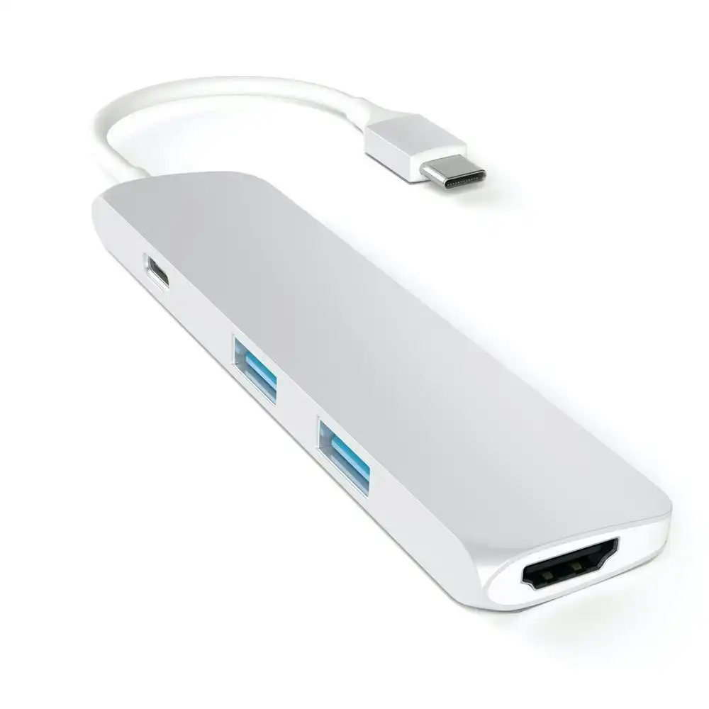 Satechi USB-C Slim Multi-Port Adapter w/HDMI/USB-C/2x USB-A Hub for MacBook SLV