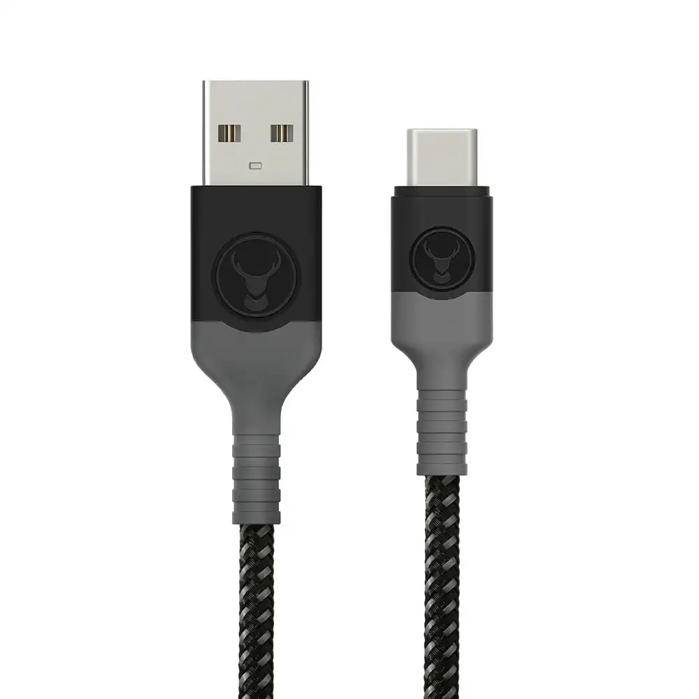 Bonelk USB-A to USB-C 1.2M Charge/Sync Braided Cable For Phones/Hubs/PC Grey