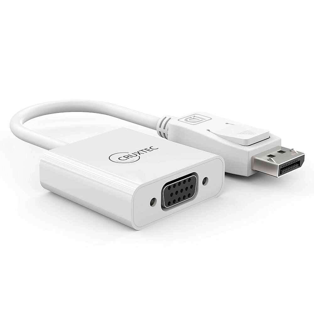 Cruxtec DisplayPort Male To VGA Female Cable Adapter HD 1080P Converter White