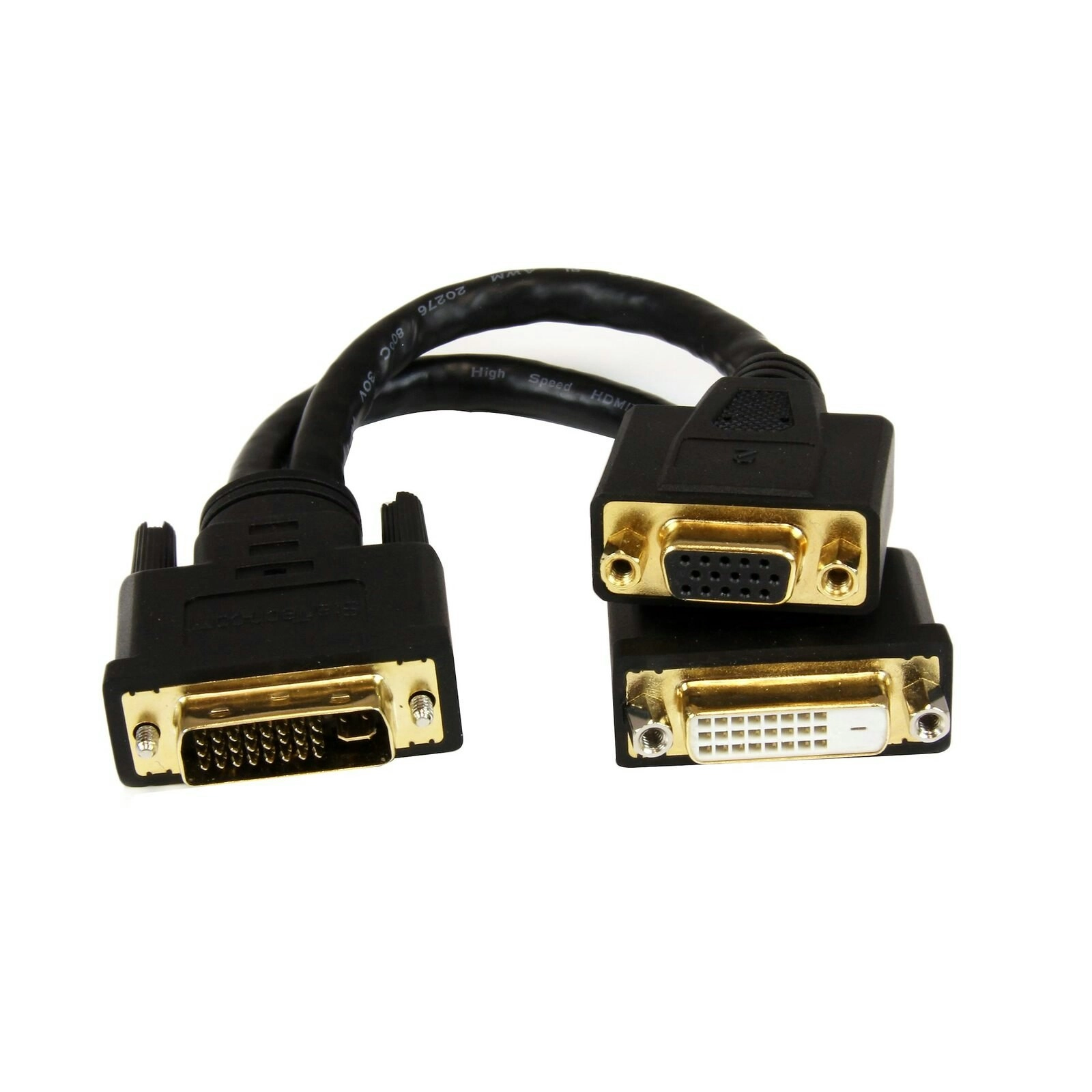 StarTech 8in Wyse DVI Splitter Male to Female Cable Connector DVI-I to DVI-D/VGA