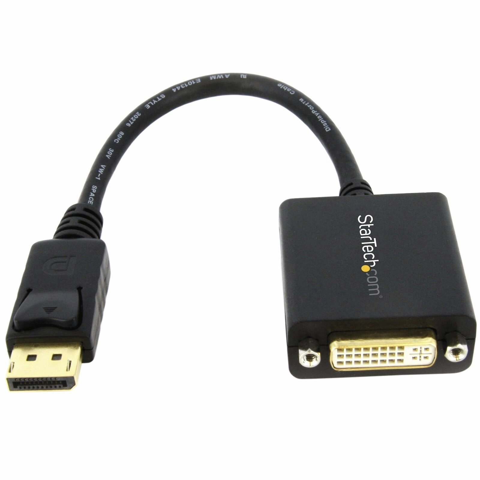 Star Tech DisplayPort To DVI Adapter Latching BK 1080p 60Hz 1.2 HBR2 DVI-D 15cm