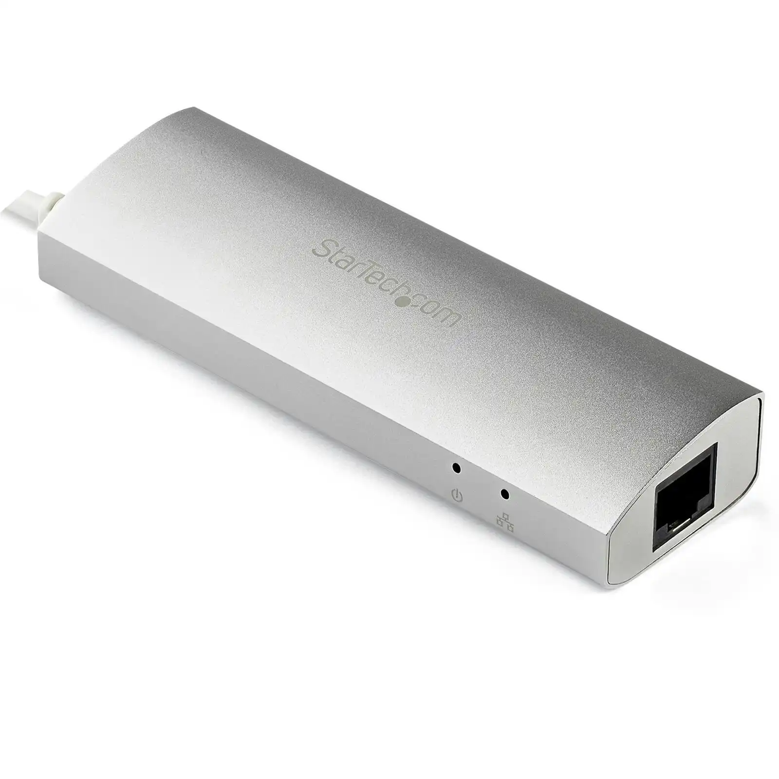 Star Tech 3-Port Portable USB 3.0 5Gbps Hub & Gigabit Ethernet For PC/Laptop WHT