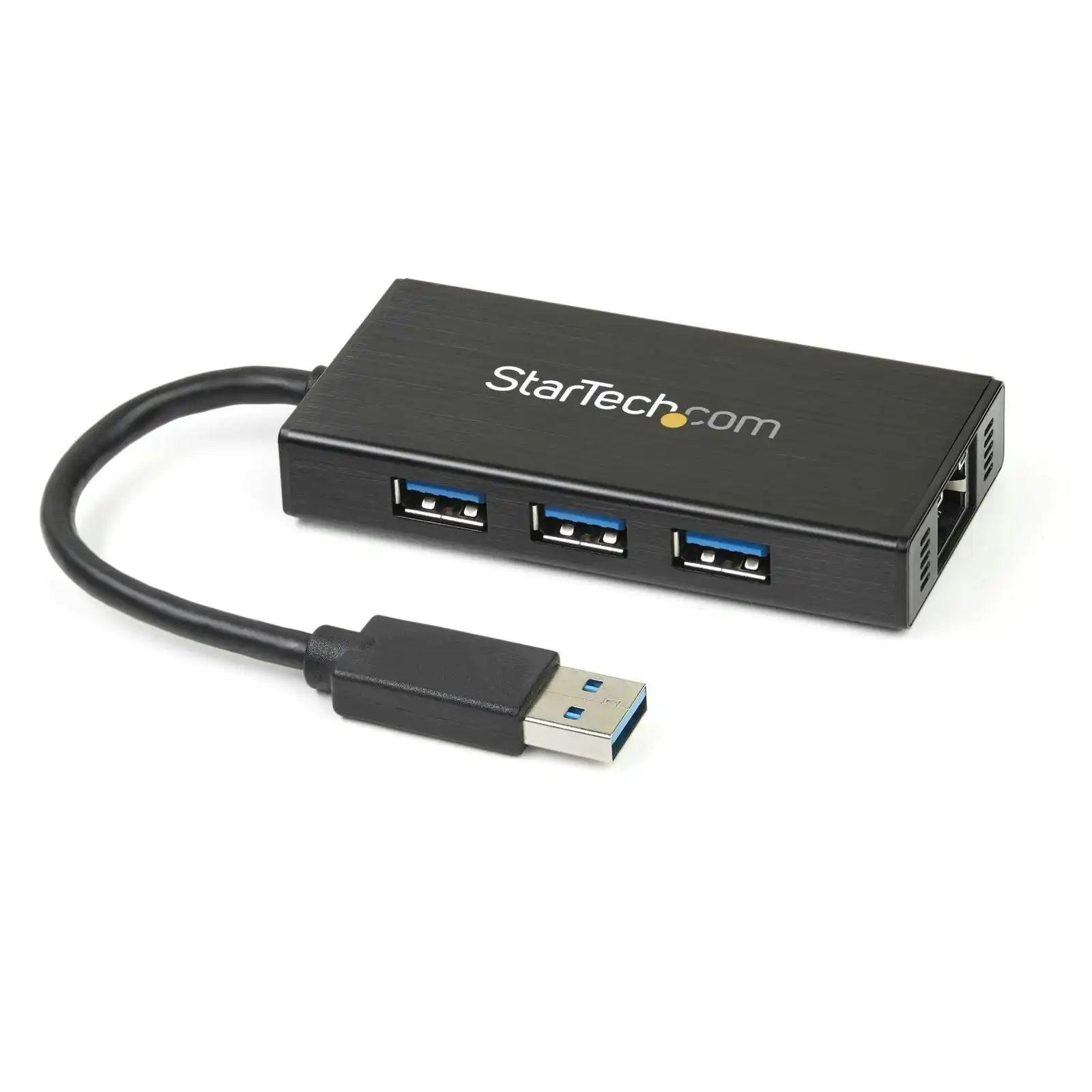 Star Tech 3-Port Portable USB 3.0 Hub & Gigabit Ethernet 2Gbps PC/Laptop BLK