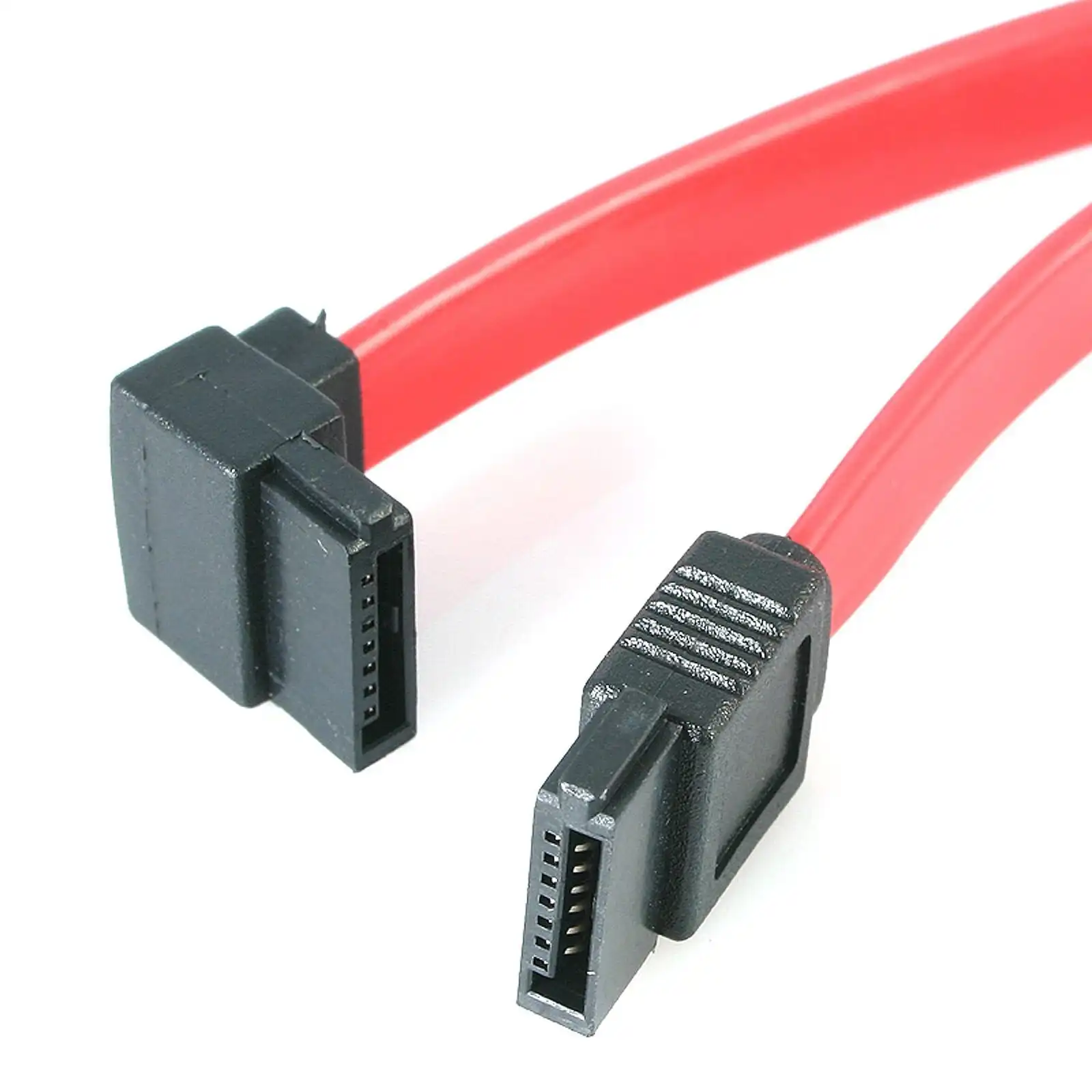 Star Tech 12in SATA to Left Angle SATA 3.0 Serial ATA Cable 6Gbps Red HDD/SSD