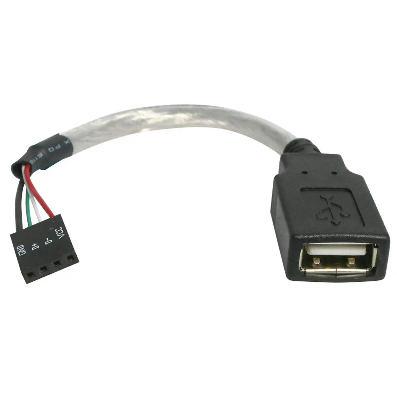 Star Tech 6inch USB 2.0 Cable - USB A Female To USB Motherboard 4 Pin Gray