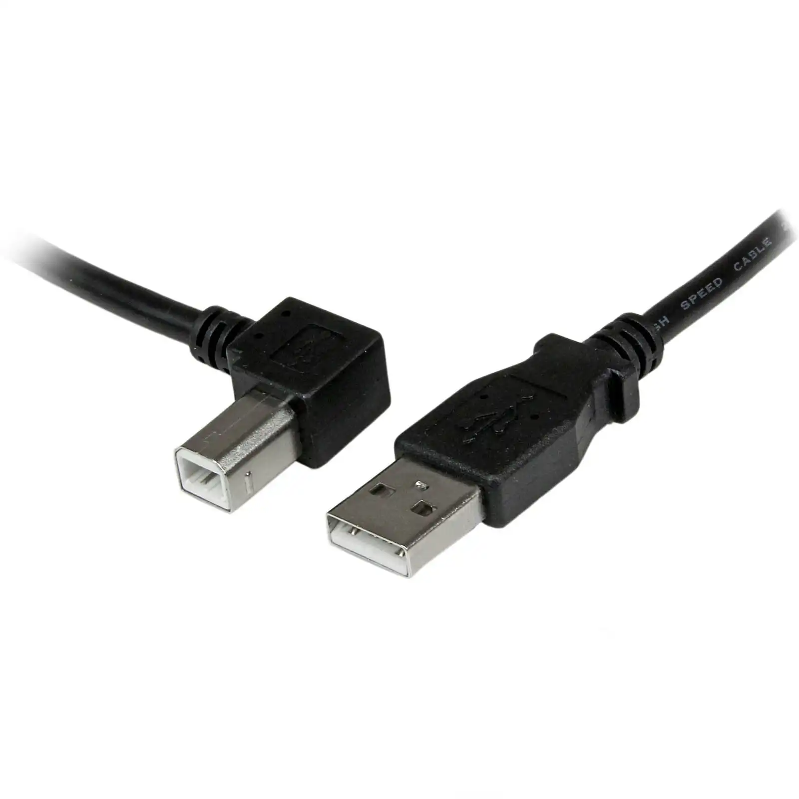 Star Tech 1m USB 2.0 A Straight To Left Angle B Cable - Male To Male 480Mbps BLK