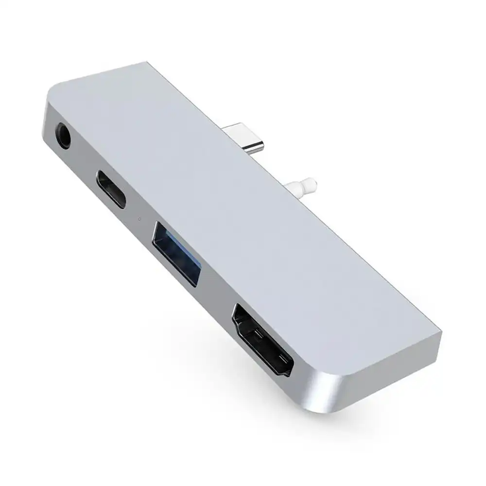 HyperDrive Type-C to HDMI/USB-A/USB-C/3.5mm Adapter Hub for Surface Go Silver