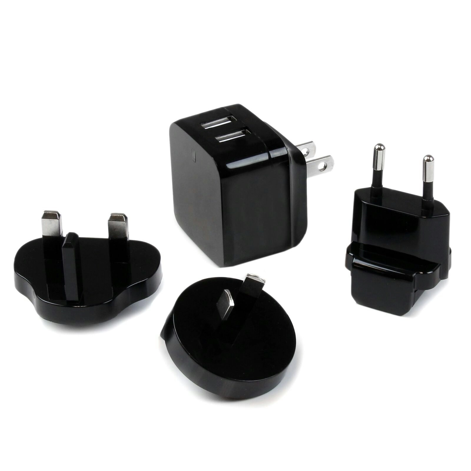 Star Tech Dual-Port USB Wall Charger 17W For Phone - International Travel Black