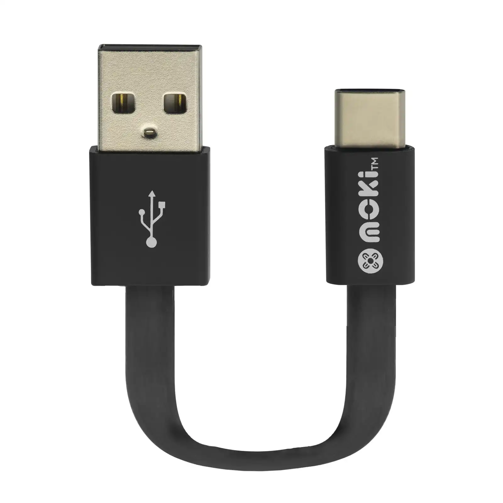 Moki 10cm Pocket USB to Type-C Sync/Charge Cable for Phone/PC/Power Adaptor BLK