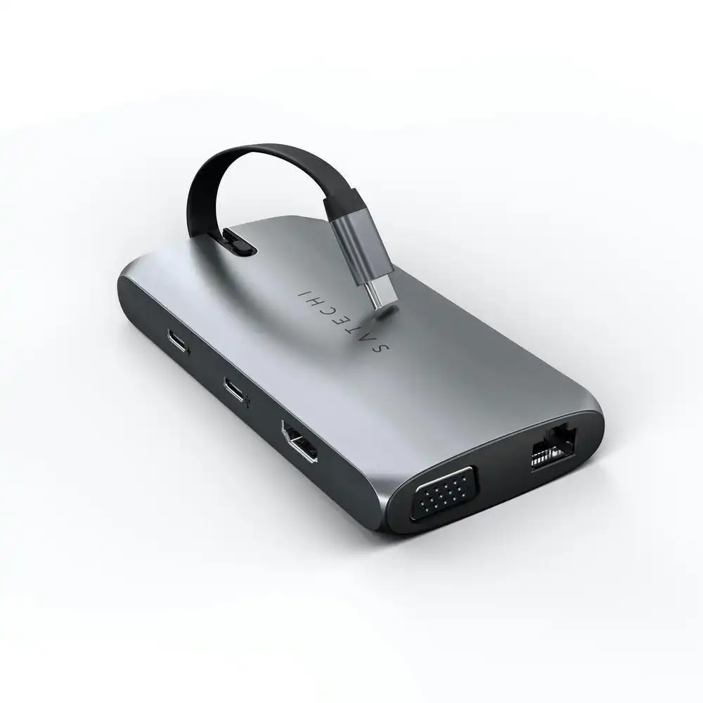 Satechi USB-C On-the-Go Adaptor w/HDMI/USB-C/VGA/Ethernet/USB-A/Micro/SD Slot GY
