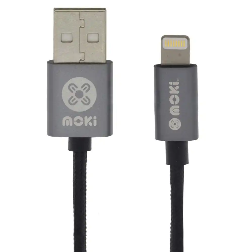 Moki 90cm Braided USB/Lightning MFI-Certified Charging Cable for iPhone Gun MTL