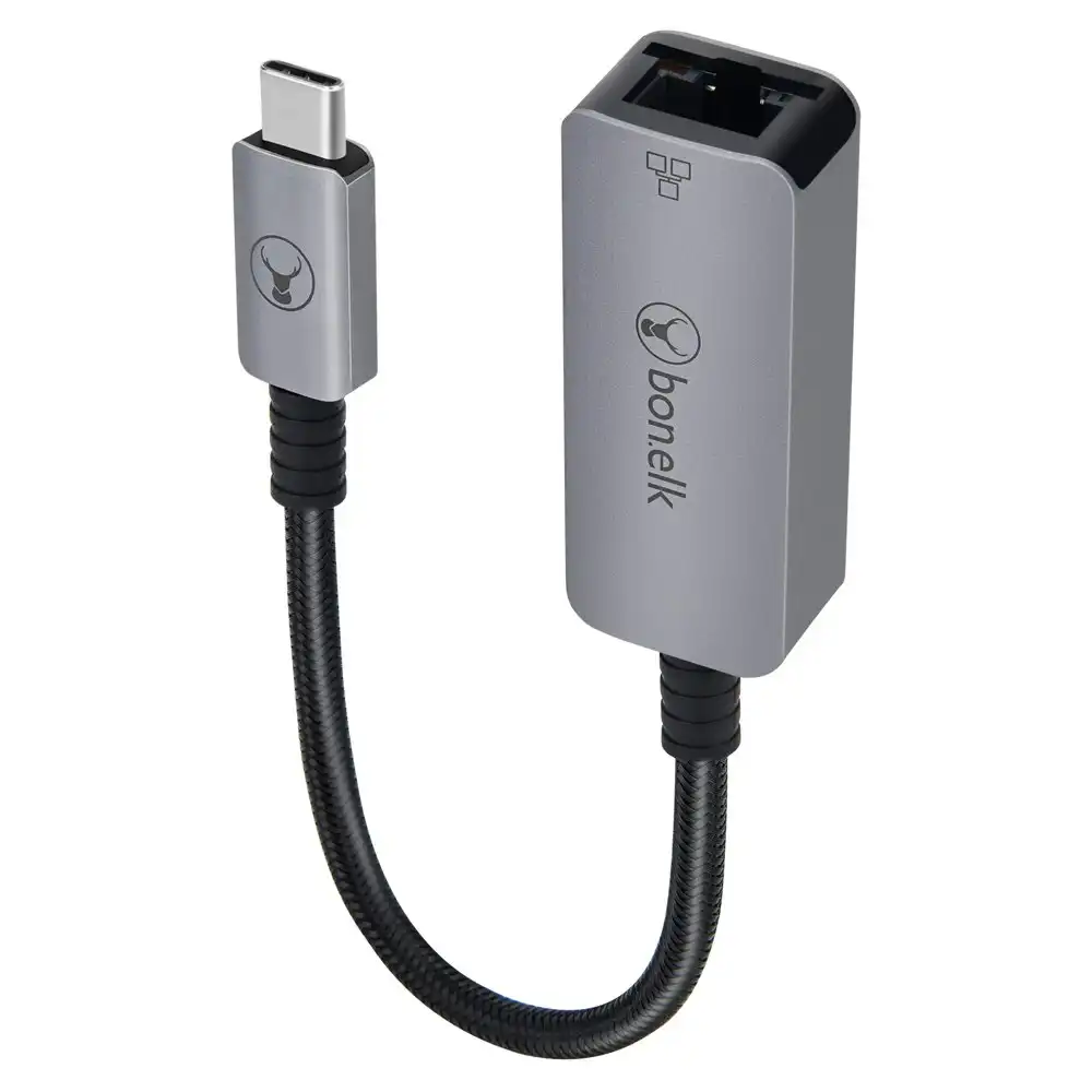 Bonelk Long Life USB-C to Ethernet Adapter Gigabit Lan Network 15cm Space Grey
