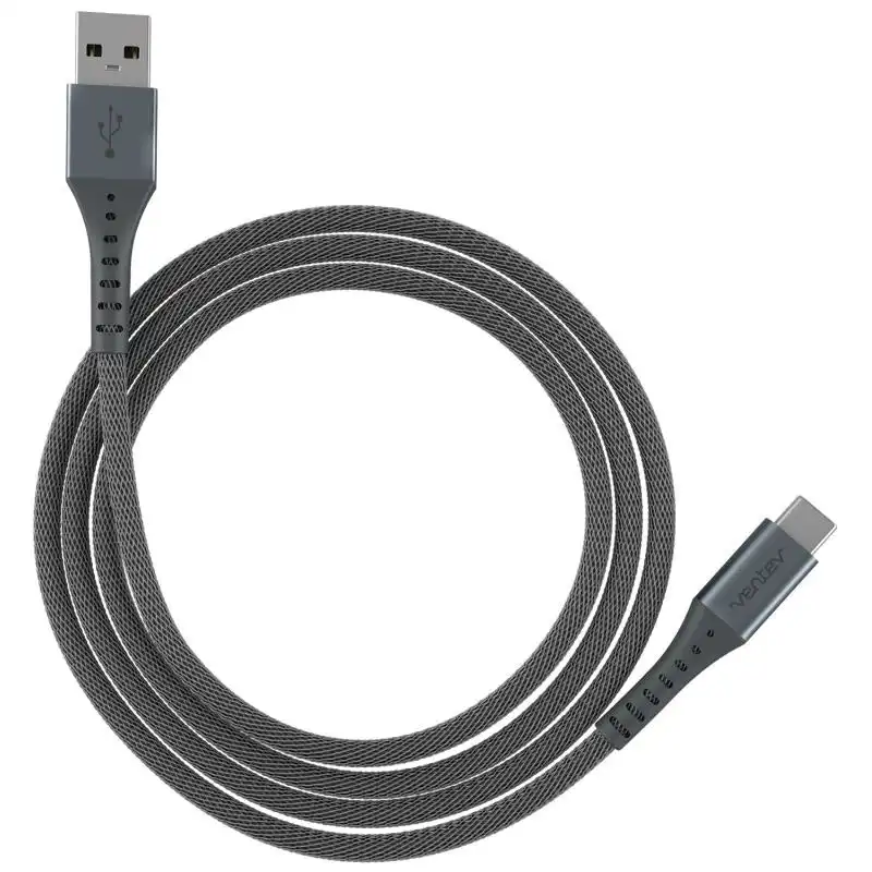 Ventev 10ft Braided USBA to USBC Car/Wall Charging/Sync Cable for Phones Gray