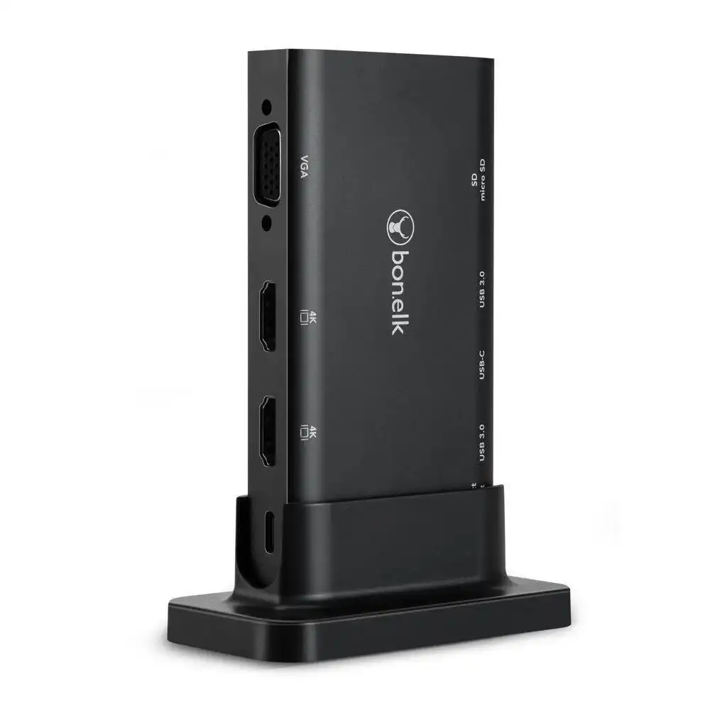 Bonelk Desktop Series 9-in-1 USB-C Multiport HDMI/USB-A/Micro SD Hub Adapter BLK