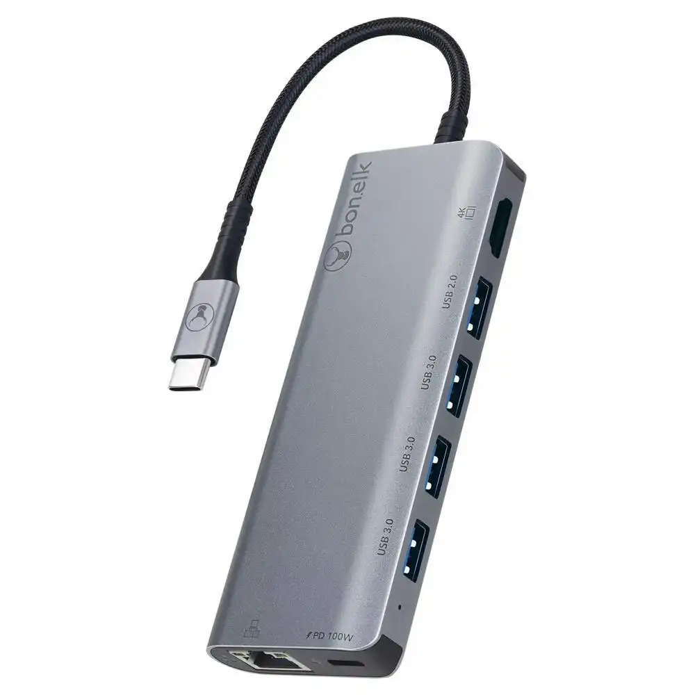 Bonelk Long-Life 7-in-1 Multiport USB/HDMI Port Hub Splitter Connector Space GRY