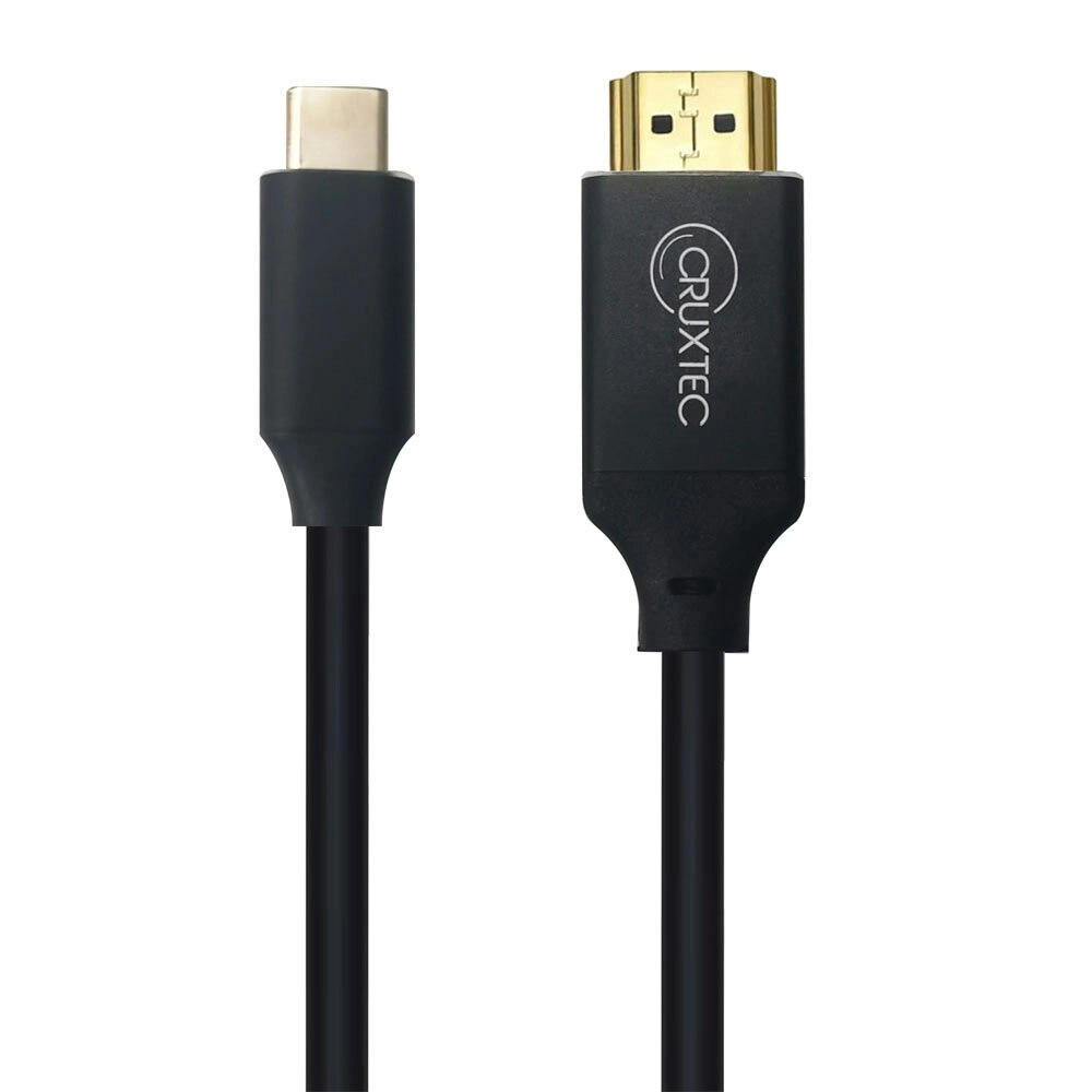 Cruxtec 4.5mm 24K Gold Plating USB-C Male To HDMI Male Cable 2m BLK 4K/60Hz HDR