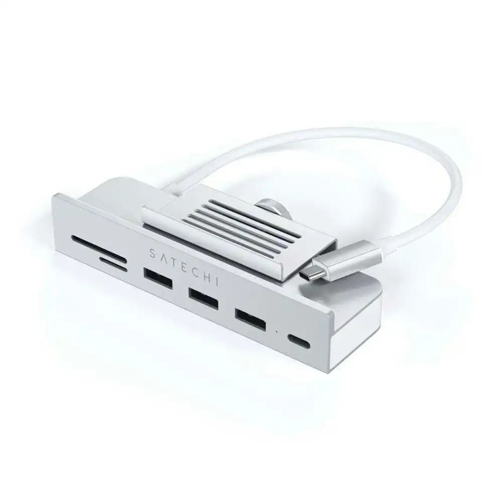 Satechi USB-C Clamp Hub Female USB-A Micro/SD Card Reader Port For 24" iMac SLV