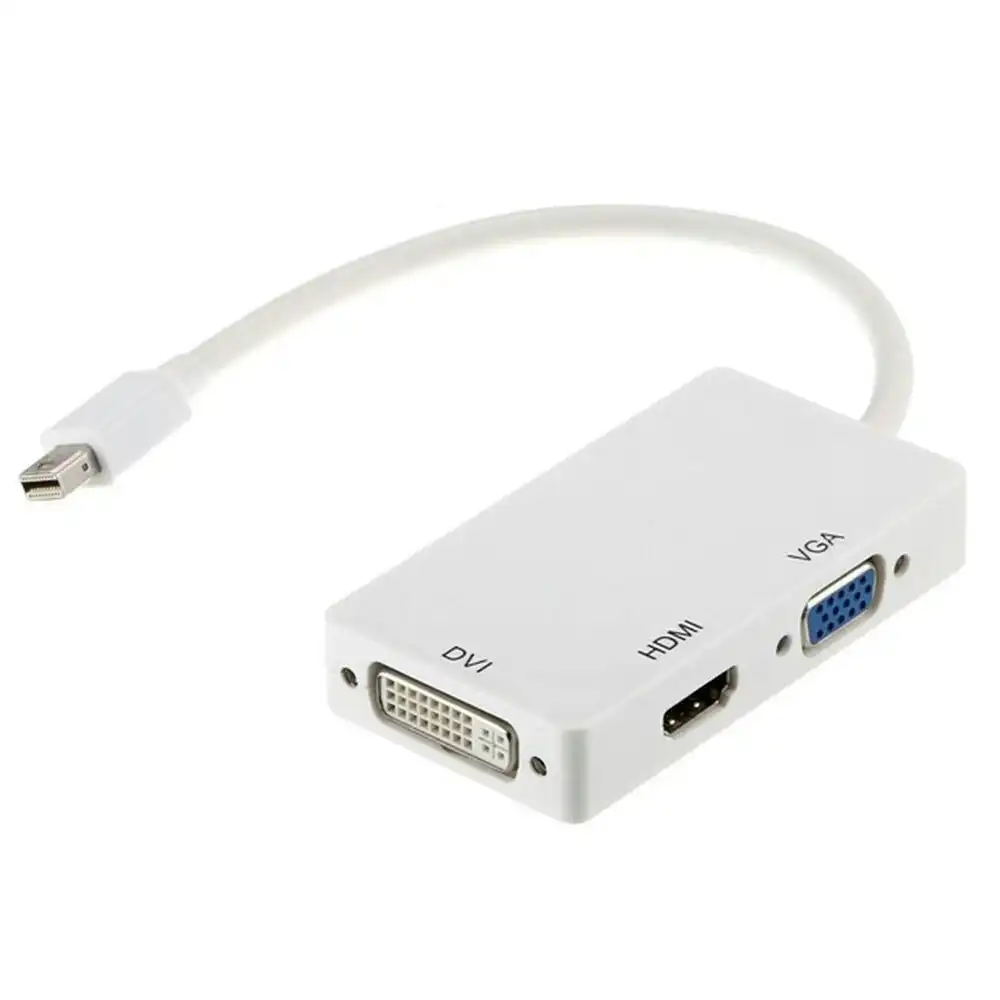 Astrotek 3 in 1 Thunderbolt Mini DisplayPort to HDMI DVI VGA Adapter Cable White