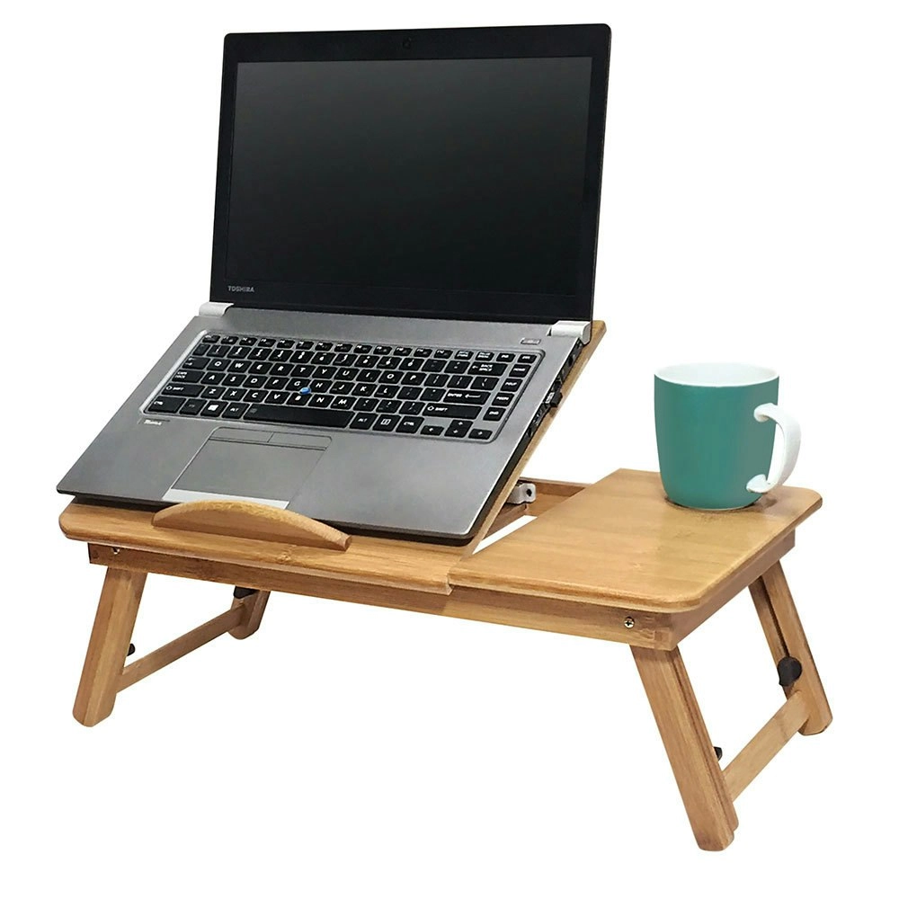 Deluxe Bamboo Laptop Table/Portable Work Station/Desk/Tray Tilt/Foldable Reading