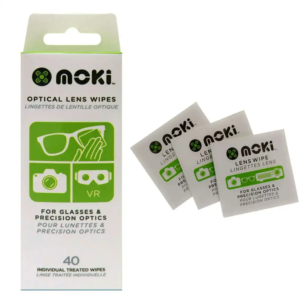 40pc Moki Optical Lens Wipes Cleaner Cleaning Wet Tissue for Camera/VR/LCD/Phone