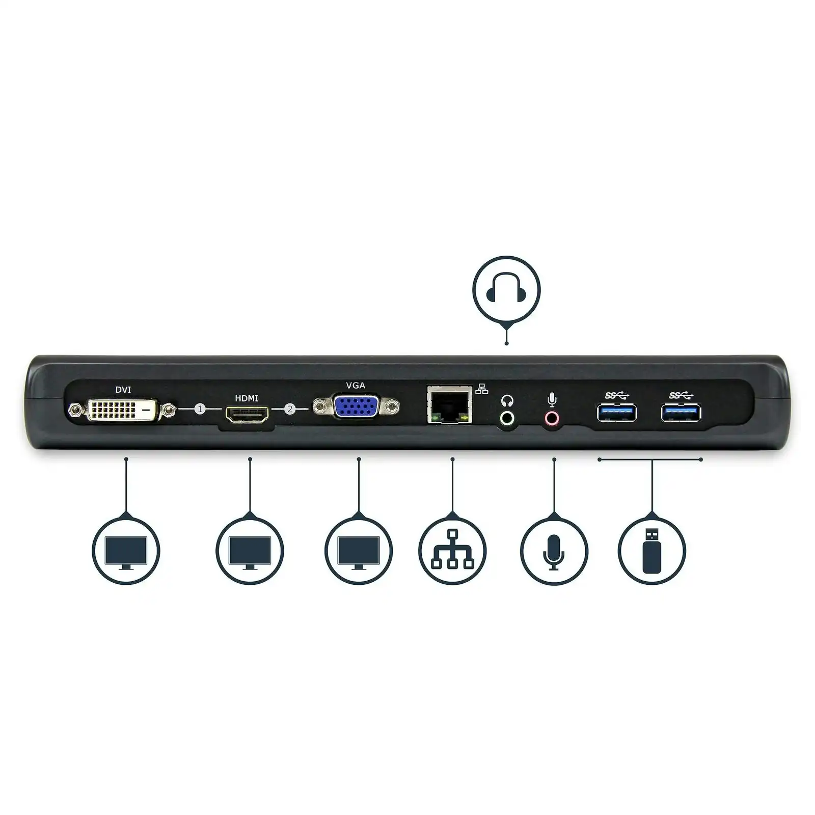 Star Tech HD Dual Monitor USB 3.0 Laptop Docking Station w/ HDMI & DVI/VGA RJ45