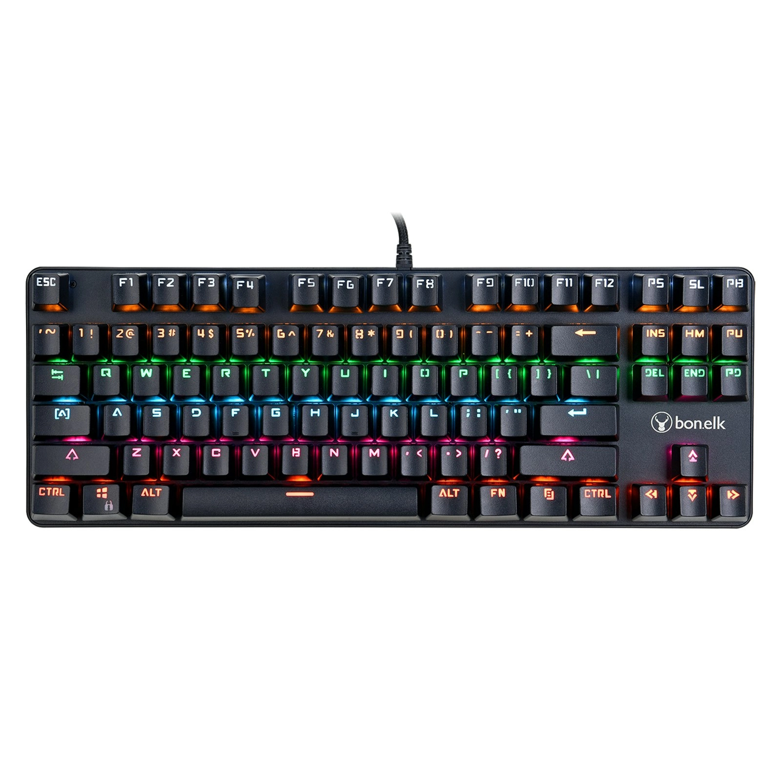 Bonelk Compact Gaming Mechanical Wired RGB Keyboard Rainbow LED Backlit Black