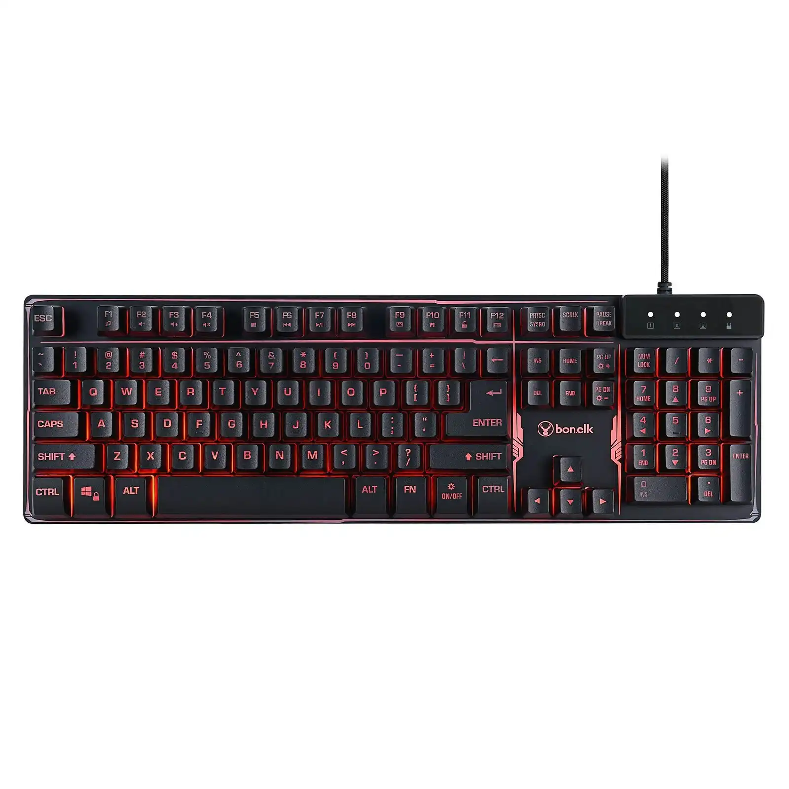 Bonelk K-308 Full Size Anti-Ghosting Gaming LED Backlit Wired USB Keyboard Black