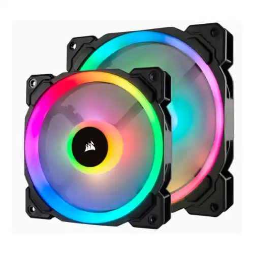 2PK Corsair LL140 140mm 51 CFM RGB Dual Light Loop Cooling Fans f/Gaming PC Case