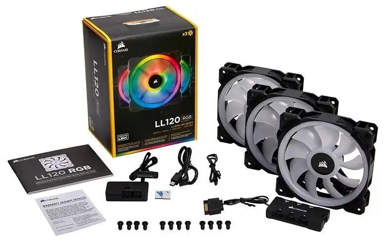 3PK Corsair Dual Light Loop LL120 RGB 120mm PWM Cooling Fan for Gaming PC Case
