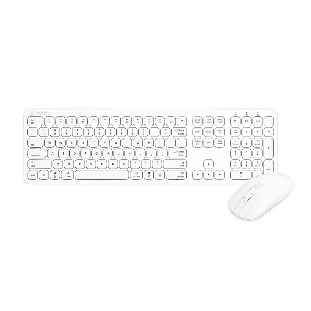 Bonelk KM-447 Bluetooth/2.4GHz Wireless Keyboard/Mouse Combo For Smartphones WHT