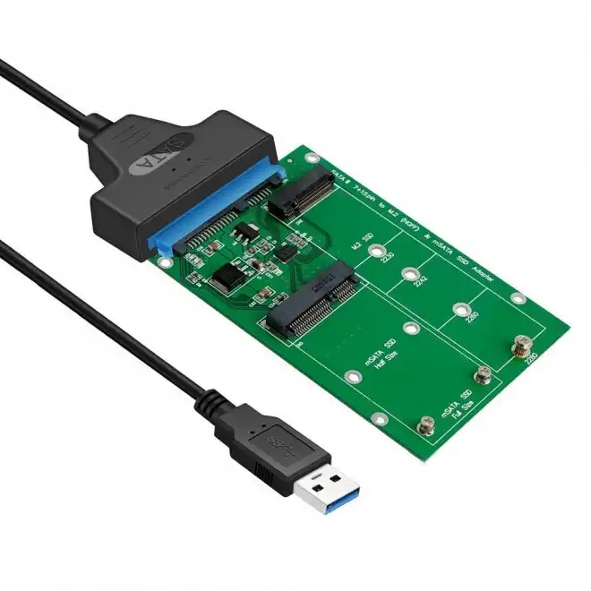 Simplecom SA221 2-in-1 Combo Adapter USB 3.0 Male to mSATA/M.2 SSD For Computer