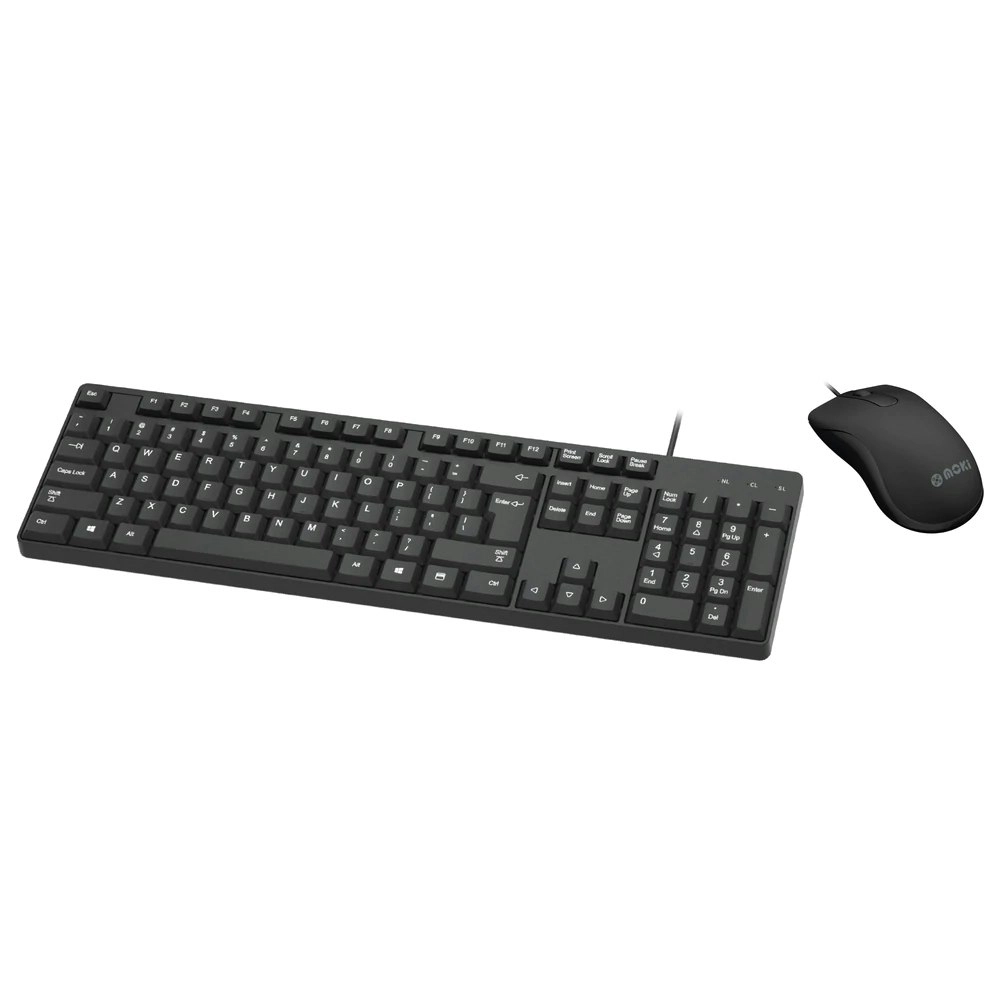 Moki Keyboard & Mouse Combo Wired USB For PC/Laptop/Computer Office/Home Black