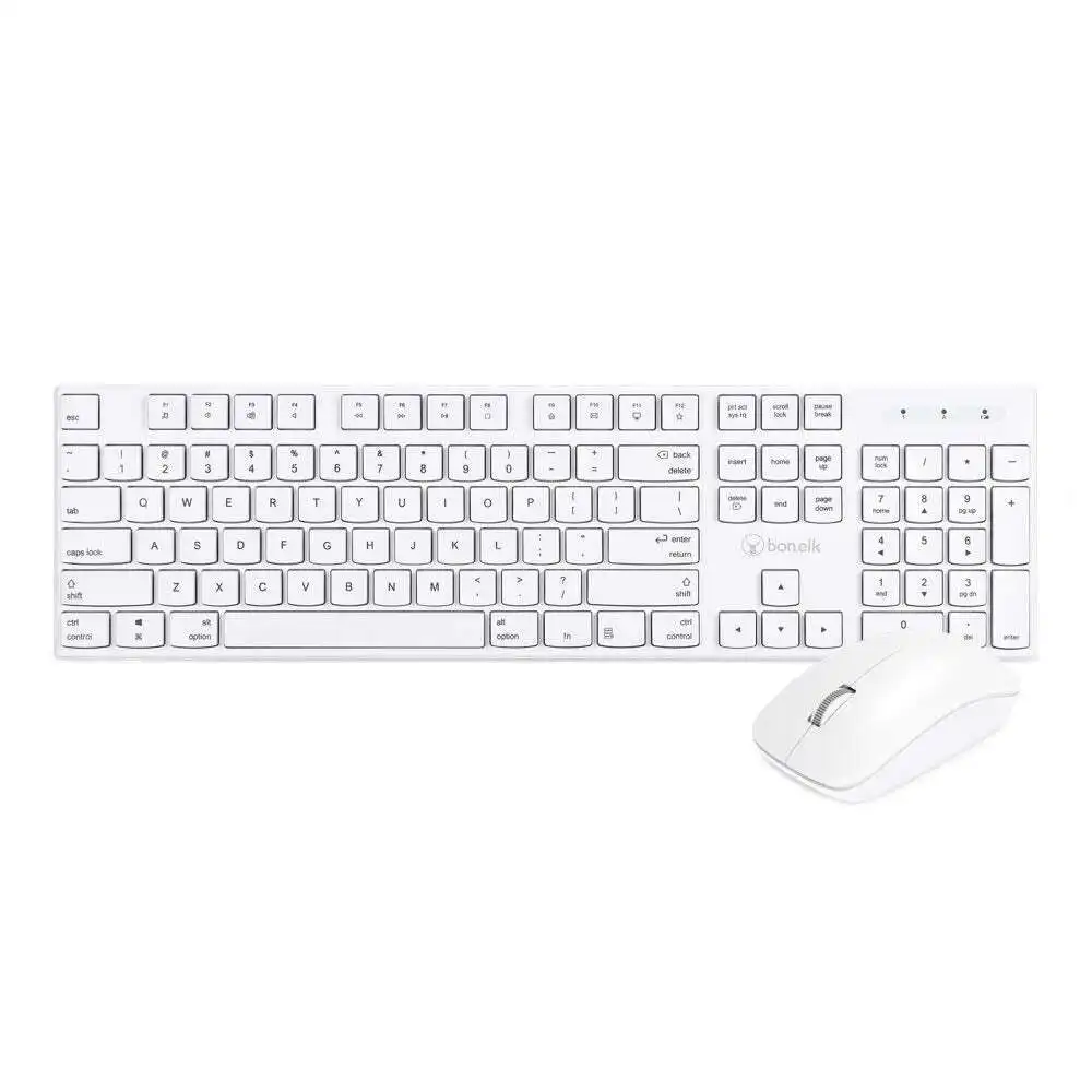 Bonelk KM-314 Slim 2.4Ghz Wireless Keyboard/Mouse Combo For Desktop/Laptop White