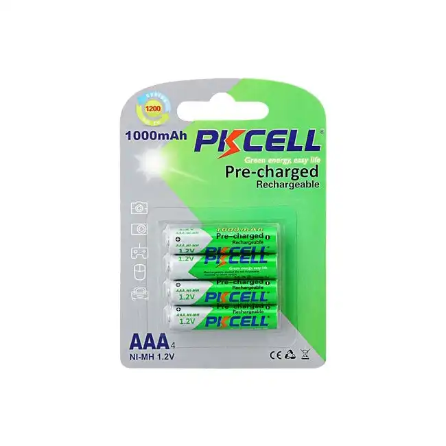 4PK Pkcell 1000mAh 1.2V NiMH AAA Rechargeable Reusable Battery for Camera/Toys