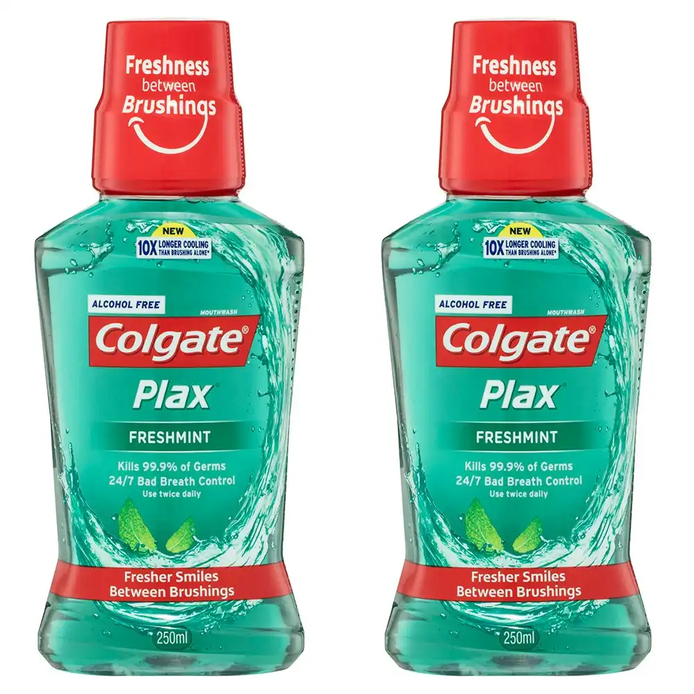 2x Colgate 250ml Plax Freshmint Mouthwash Alcohol Free Mouth Wash Oral Care