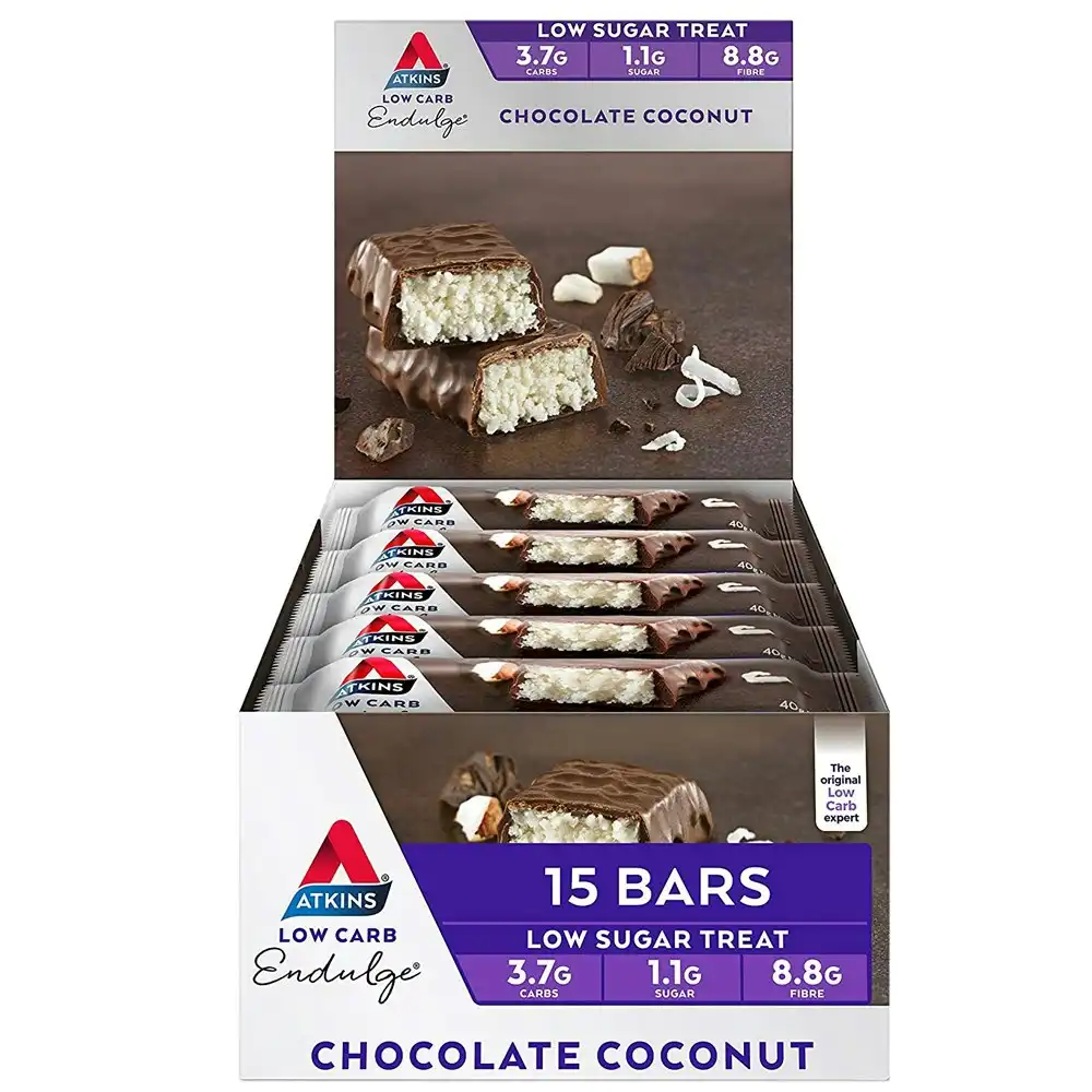 15pc Atkins Low Carb/Sugar 40g Endulge Protein Bar Diet Snack Chocolate Coconut