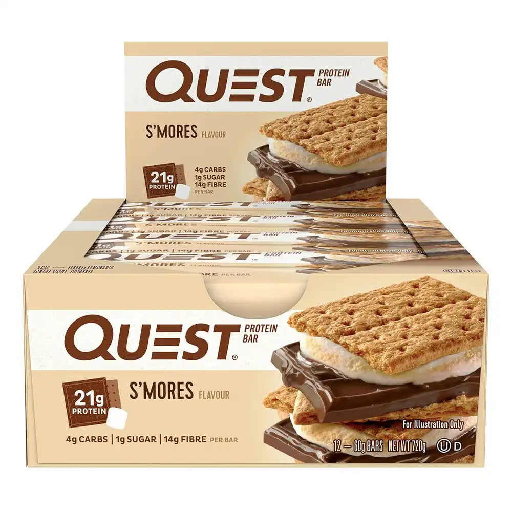 12pc Quest 60g High Protein Chewy Bars Healthy Snacks Gym/Diet Treat S'mores